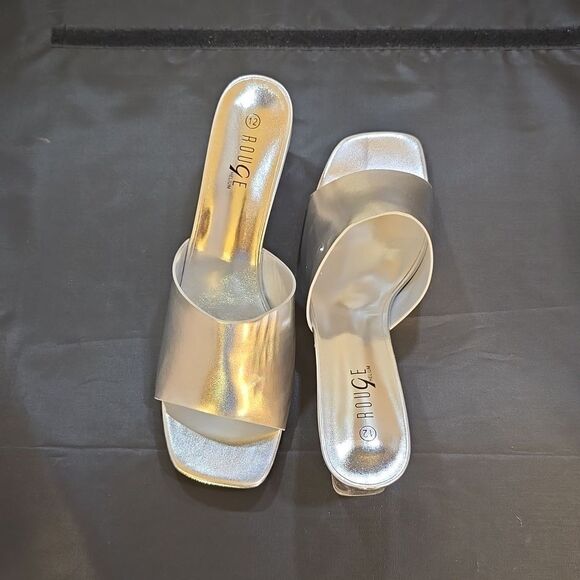 BRAND NEW ROUGE HELIUM CLEAR BLOCK-HEEL SLIP-ON SQUARE TOE SANDAL - Picture 4 of 16